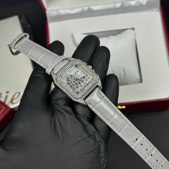 Cartier Santos de Cartier Style – Silver &amp; White Diamond - Giiz store