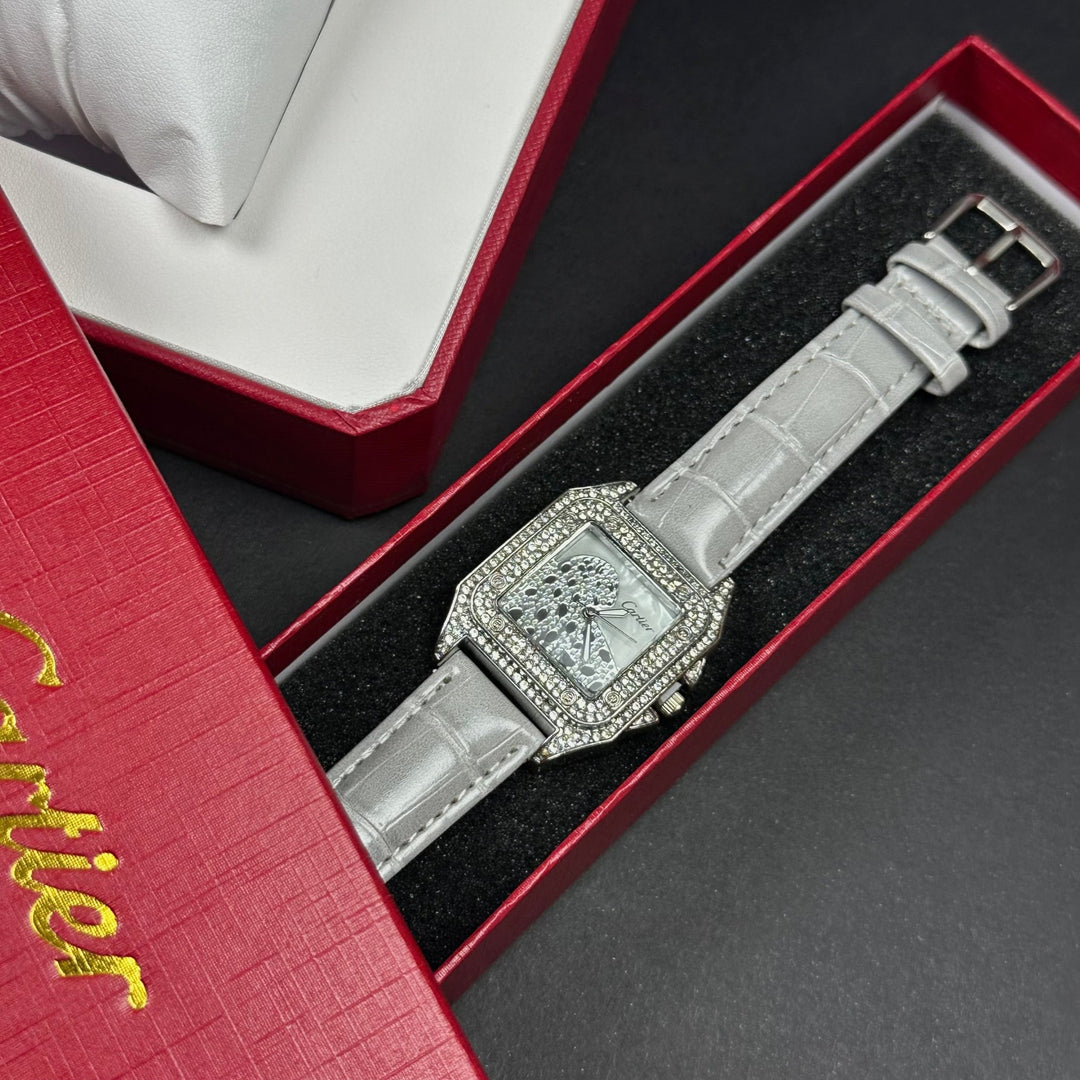 Cartier Santos de Cartier Style – Silver &amp; White Diamond - Giiz store