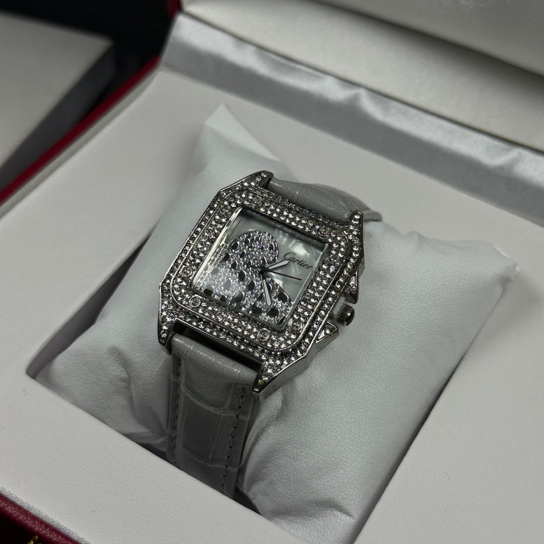Cartier Santos de Cartier Style – Silver &amp; White Diamond - Giiz store