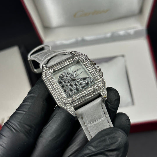 Cartier Santos de Cartier Style – Silver &amp; White Diamond - Giiz store
