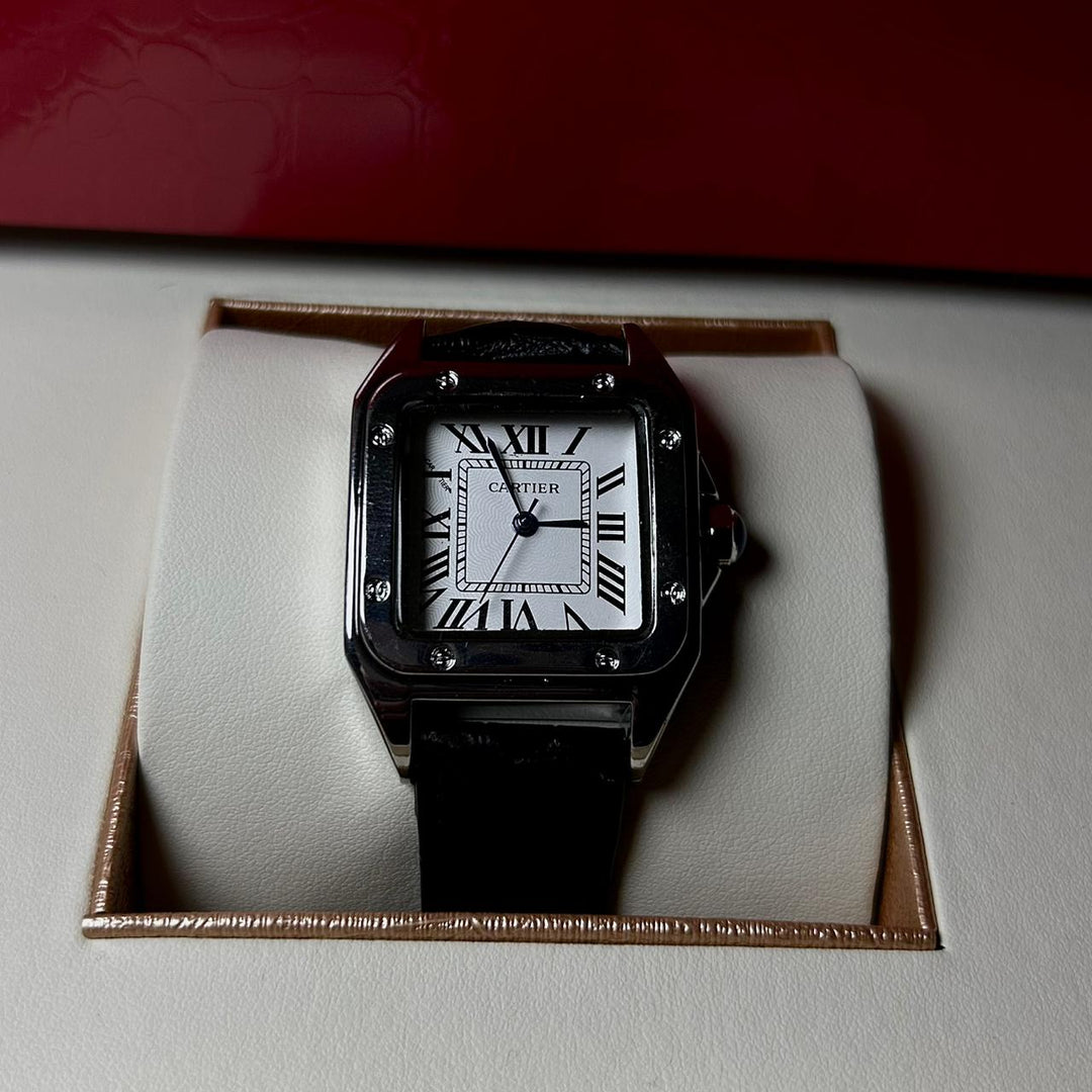 Cartier Santos Dumont Leather Classic For Her – Black - Giiz store