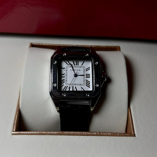 Cartier Santos Dumont Leather Classic For Her – Black - Giiz store