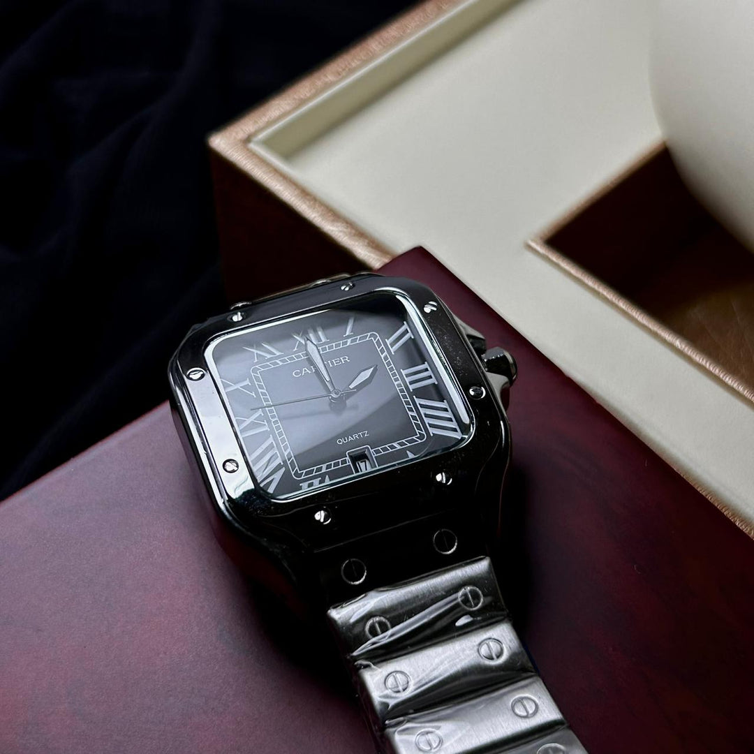 Cartier Santos For Him - Stainless Steel with Black Dial - Giiz store