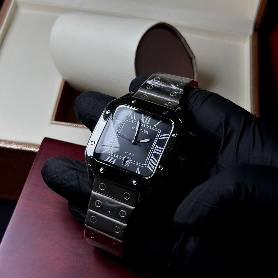 Cartier Santos For Him - Stainless Steel with Black Dial - Giiz store