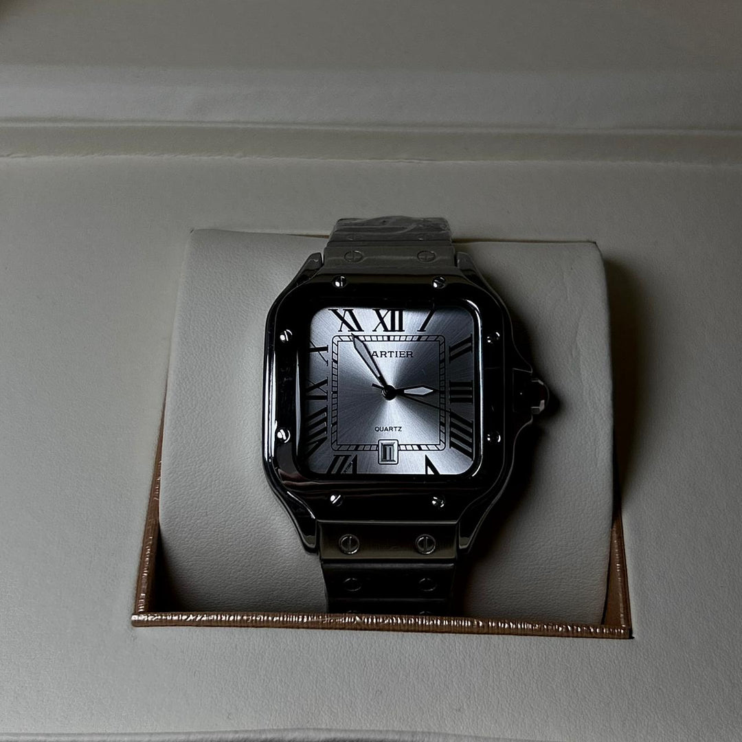 Cartier Santos For Him - Stainless Steel with Silver Dial - Giiz store