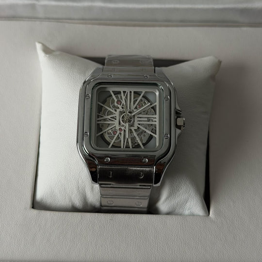 Cartier Santos Skeleton For Him - Silver White dial - Giiz store