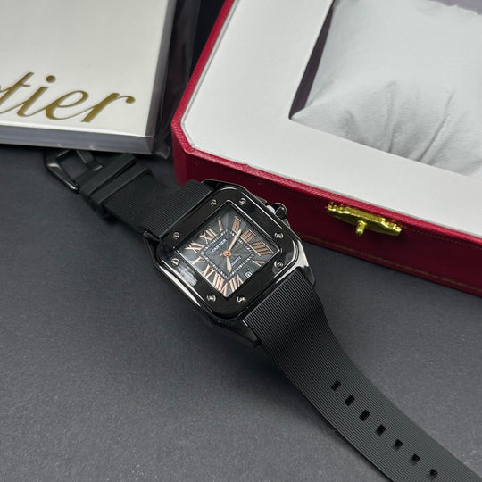 Cartier Santos Tank Rubber For Him – Black &amp; Rose Gold - Giiz store