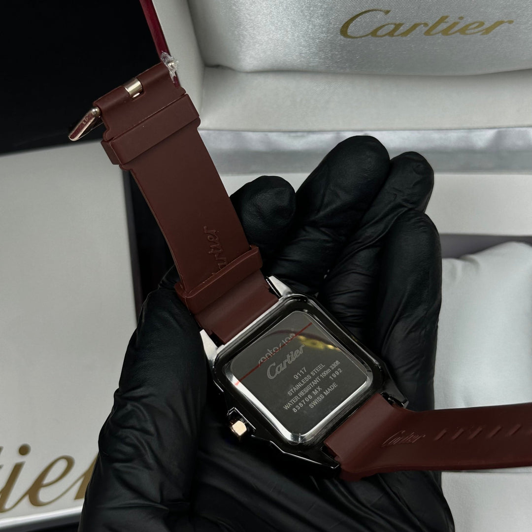Cartier Santos Tank Rubber For Him – Brown &amp; Rose Gold - Giiz store
