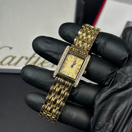 Cartier Tank Française Style For Her – Gold &amp; Champagne Diamond - Giiz store