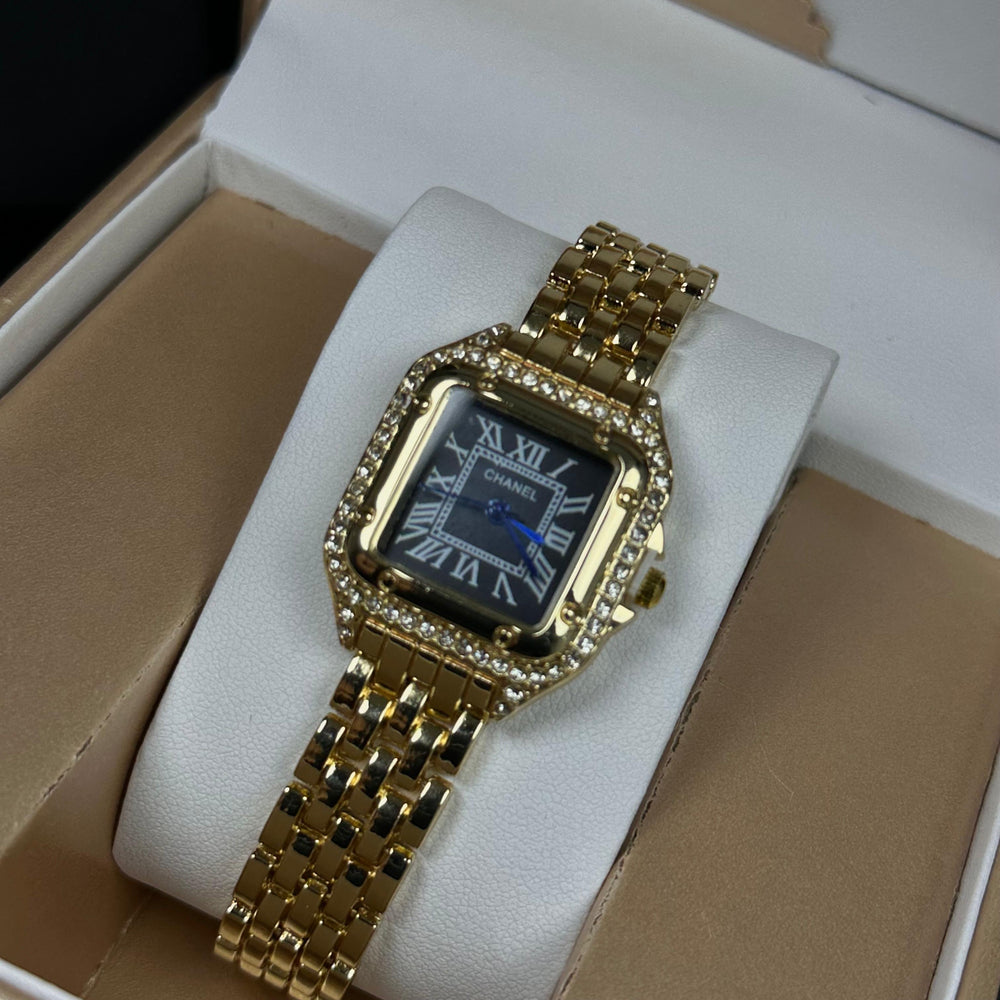 Chanel Crystal Square – Gold Black