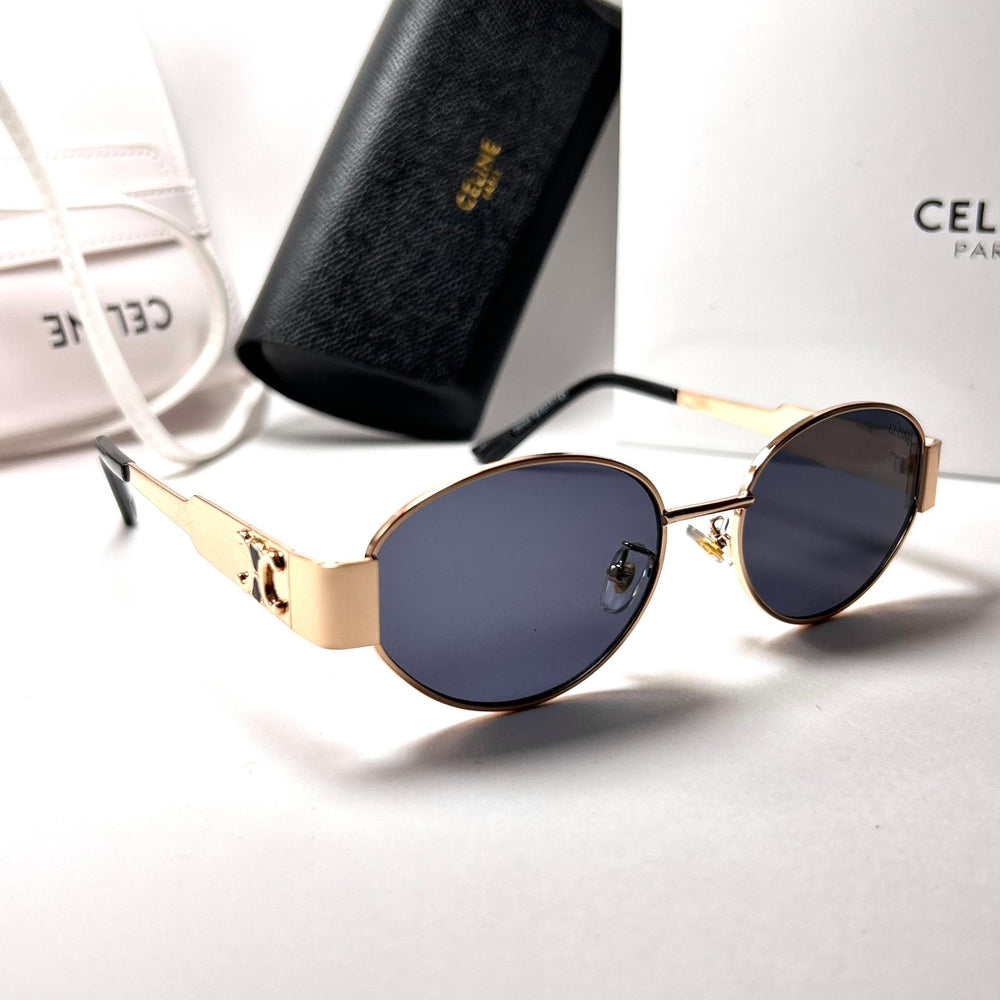 Celine Retro Oval – Golden Black - Giiz store