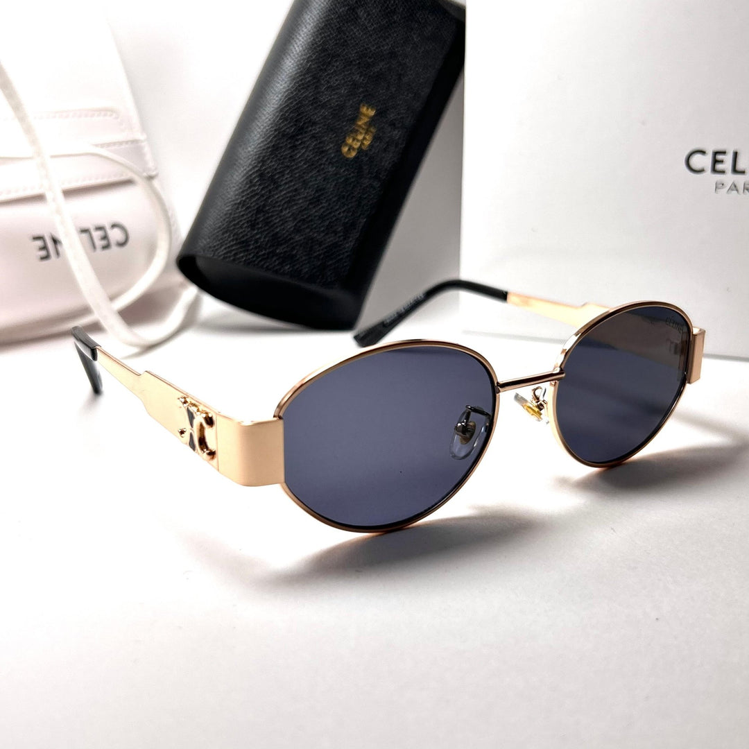 Celine Retro Oval – Golden Black - Giiz store
