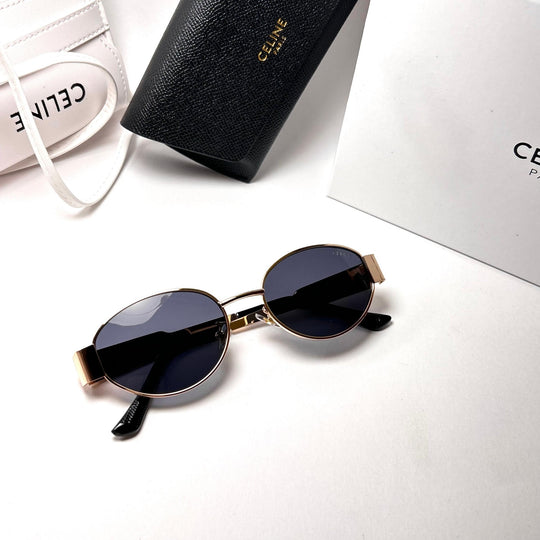 Celine Retro Oval – Golden Black - Giiz store