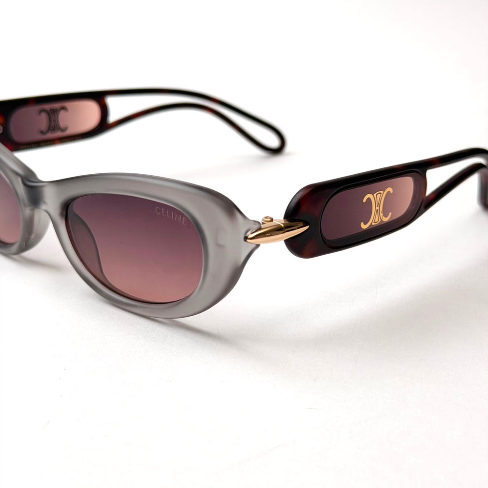 CELINE Triomphe Oval – Smoke Grey & Burgundy - Giiz store