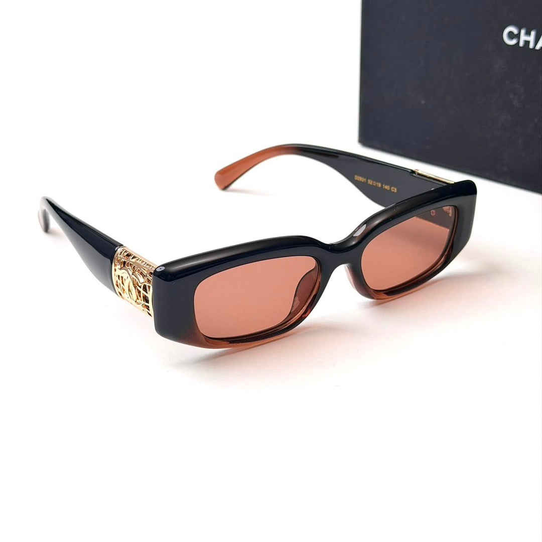 Chanel CH5544 Rectangle – Black Brown Gold - Giiz store