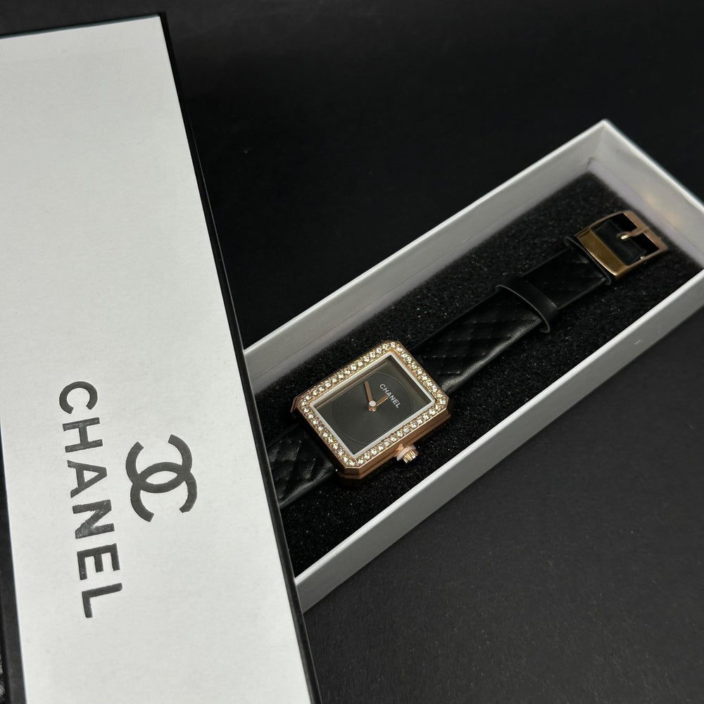 Chanel Crystal Rectangle – Rose Gold Black - Giiz store