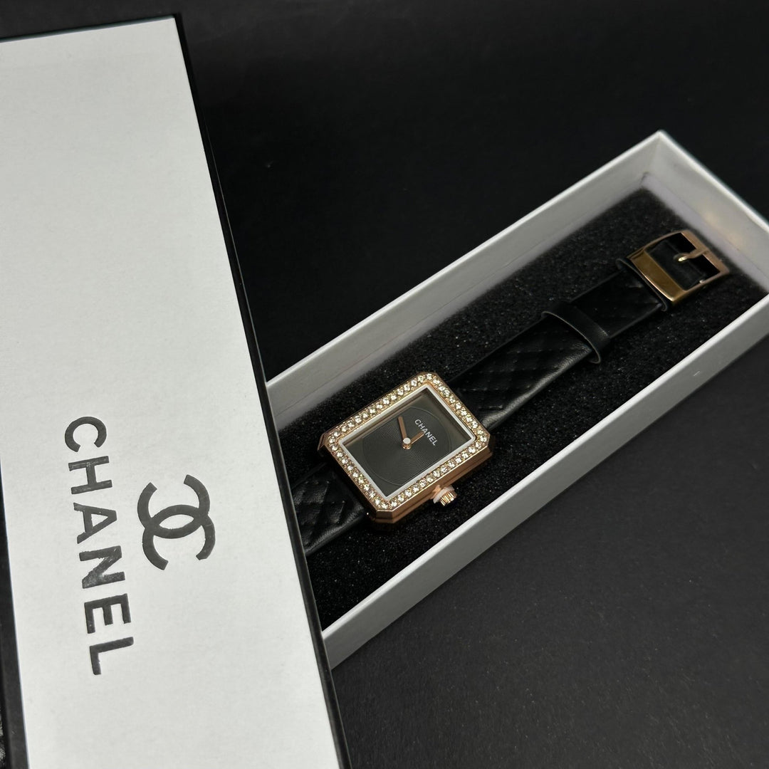 Chanel Crystal Rectangle – Rose Gold Black - Giiz store