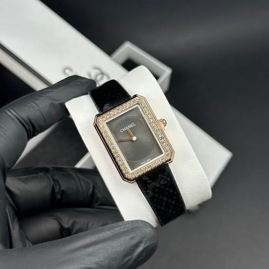 Chanel Crystal Rectangle – Rose Gold Black - Giiz store