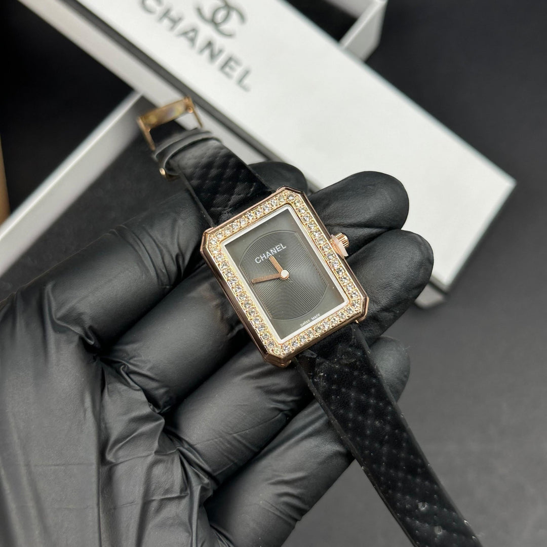 Chanel Crystal Rectangle – Rose Gold Black - Giiz store
