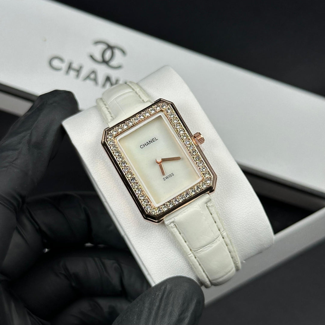 Chanel Crystal Rectangle – Rose Gold White - Giiz store