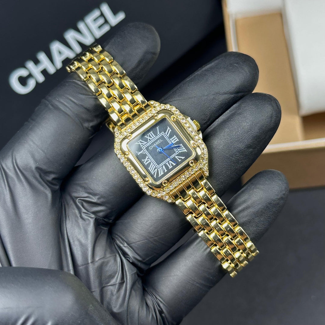 Chanel Crystal Square – Gold Black - Giiz store