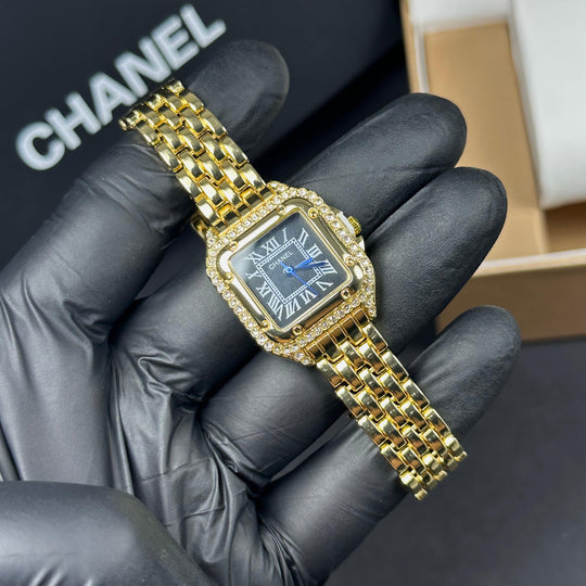 Chanel Crystal Square – Gold Black