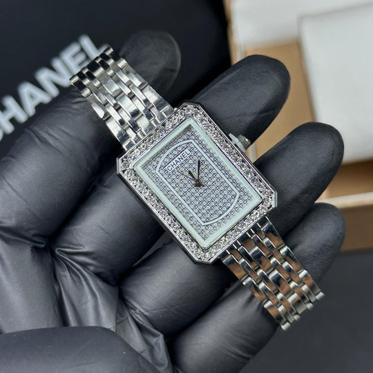 Chanel Crystal Rectangle – Silver White