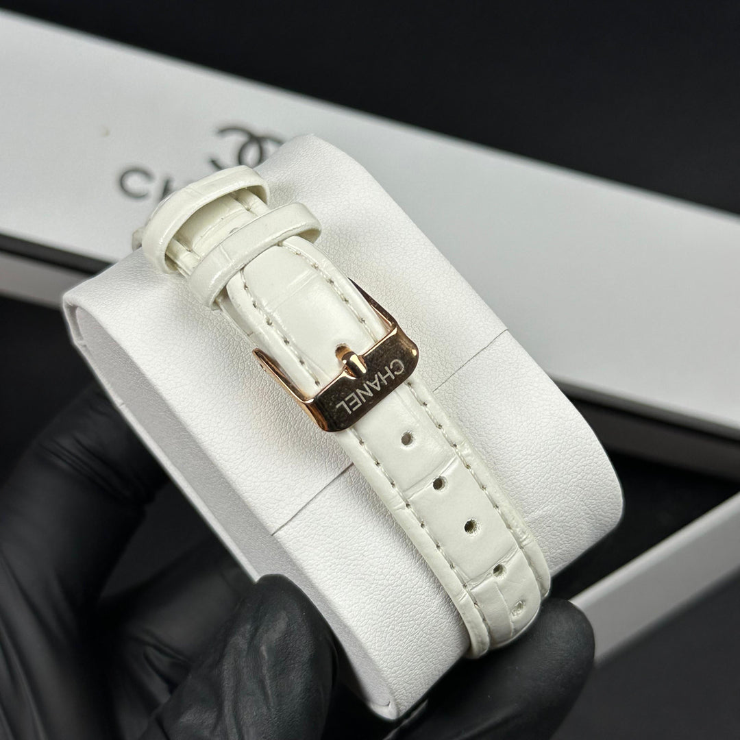 Chanel Crystal Rectangle – Rose Gold White