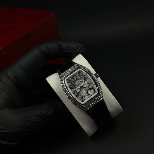Franck Muller Vanguard Heart For Her – Black &amp; Silver Diamond - Giiz store