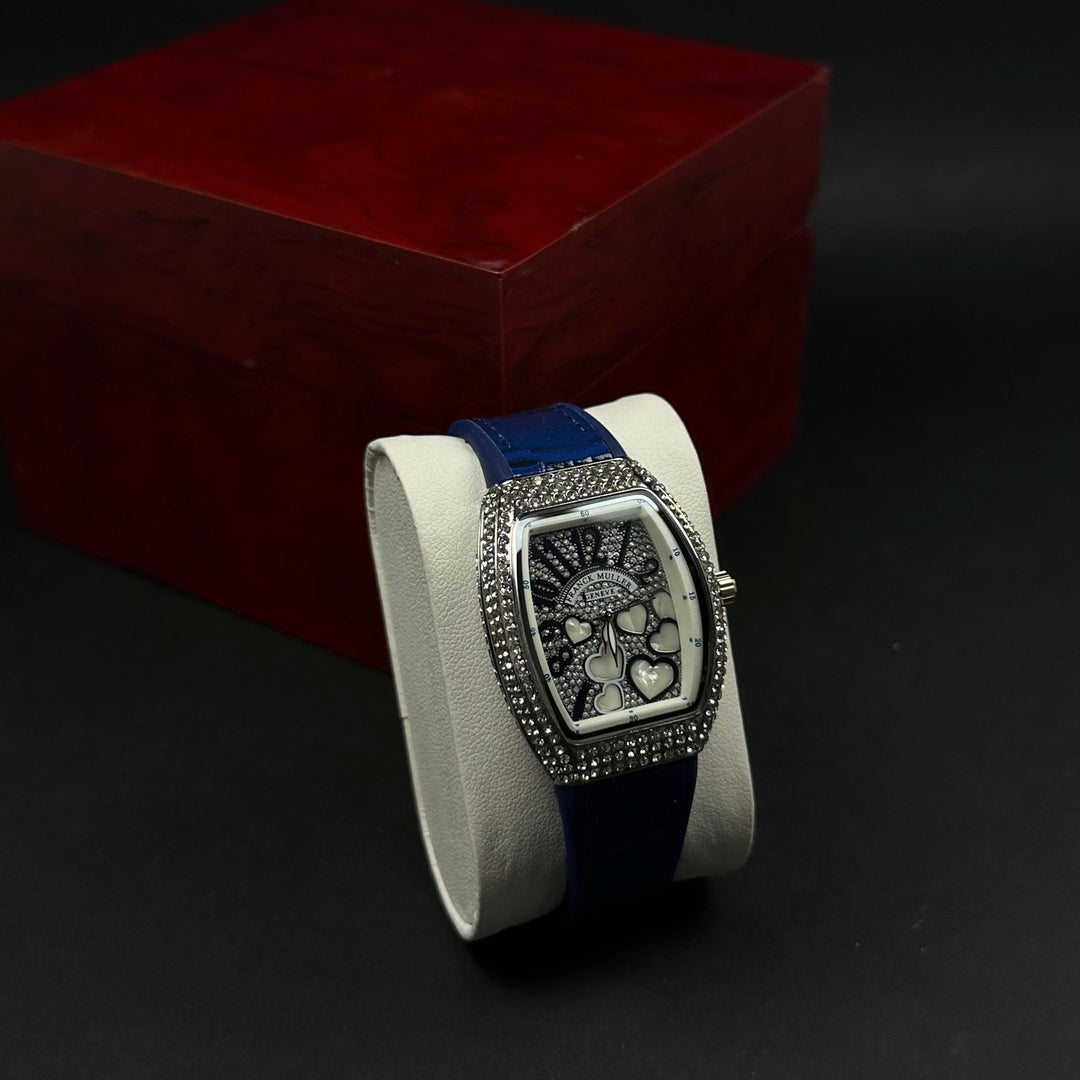 Franck Muller Vanguard Heart For Her – Blue &amp; Silver Diamond - Giiz store