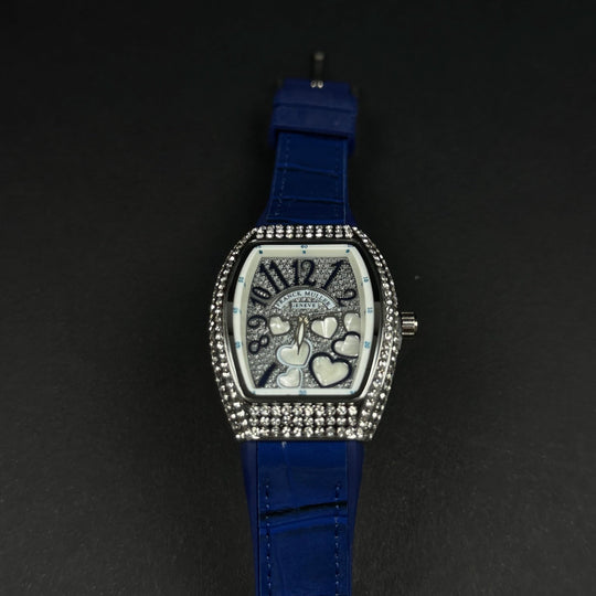Franck Muller Vanguard Heart For Her – Blue &amp; Silver Diamond - Giiz store