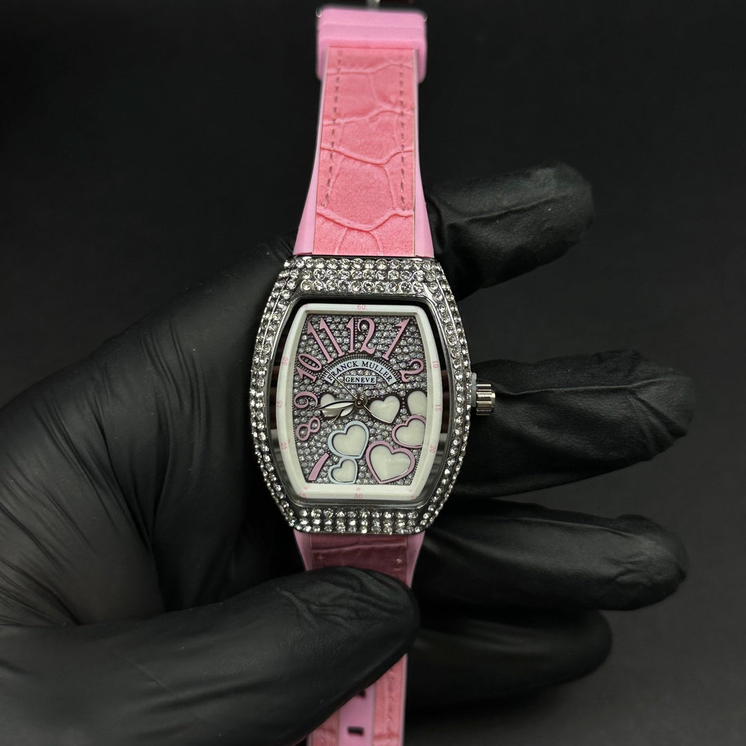 Franck Muller Vanguard Heart For Her – pink &amp; Silver Diamond - Giiz store