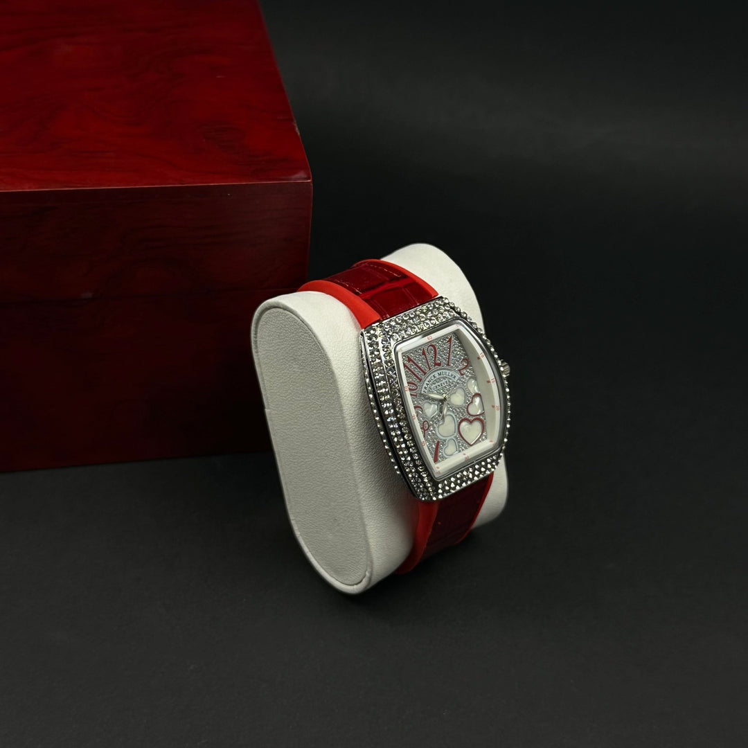Franck Muller Vanguard Heart For Her – Red &amp; Silver Diamond - Giiz store