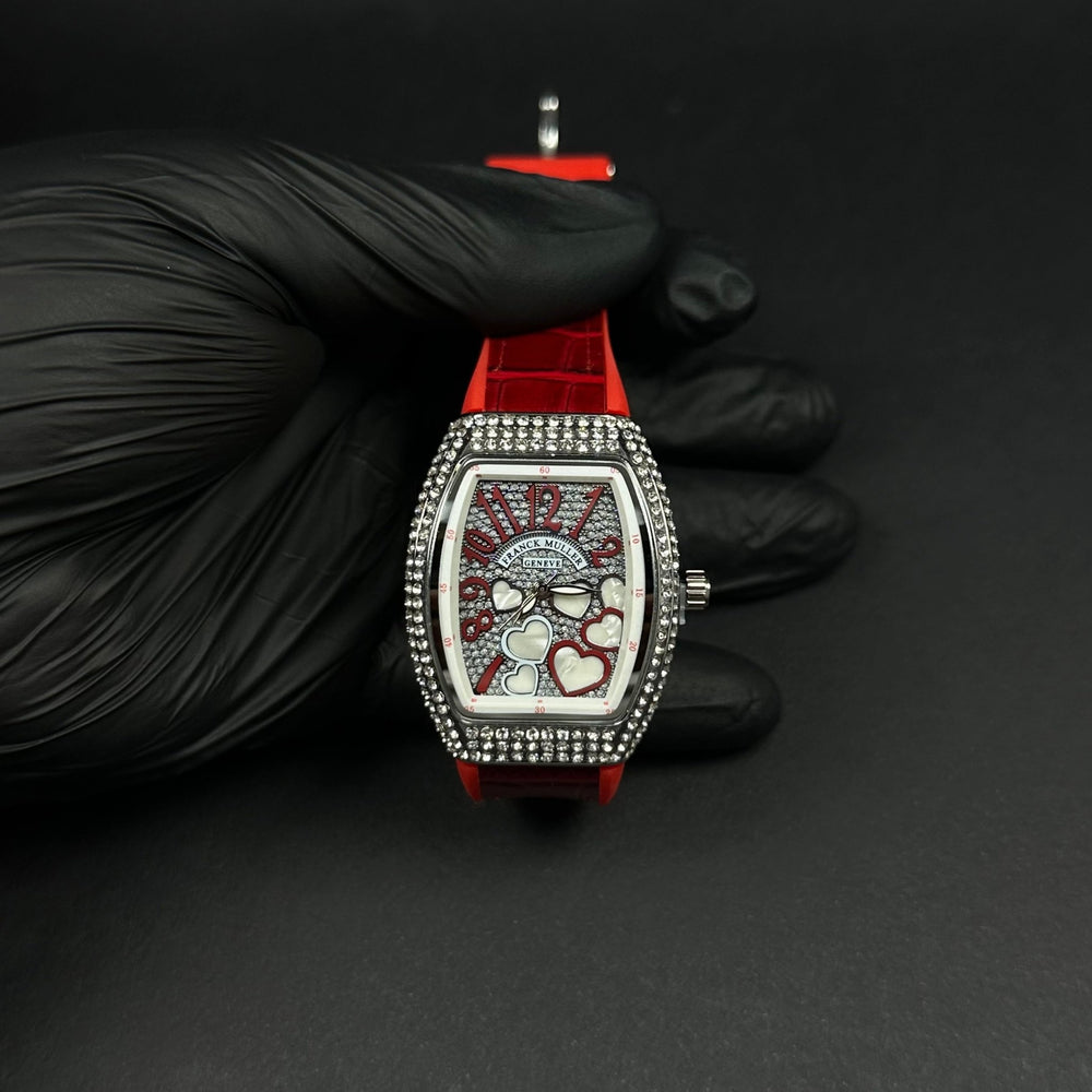 Franck Muller Vanguard Heart For Her – Red & Silver Diamond - Giiz store
