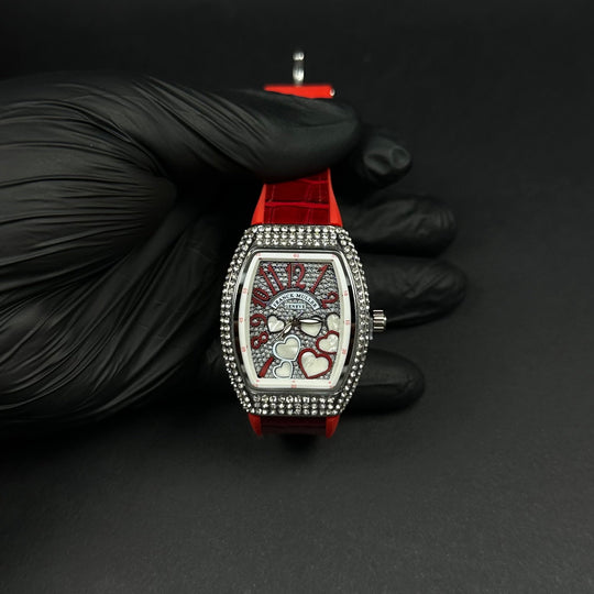 Franck Muller Vanguard Heart For Her – Red &amp; Silver Diamond - Giiz store