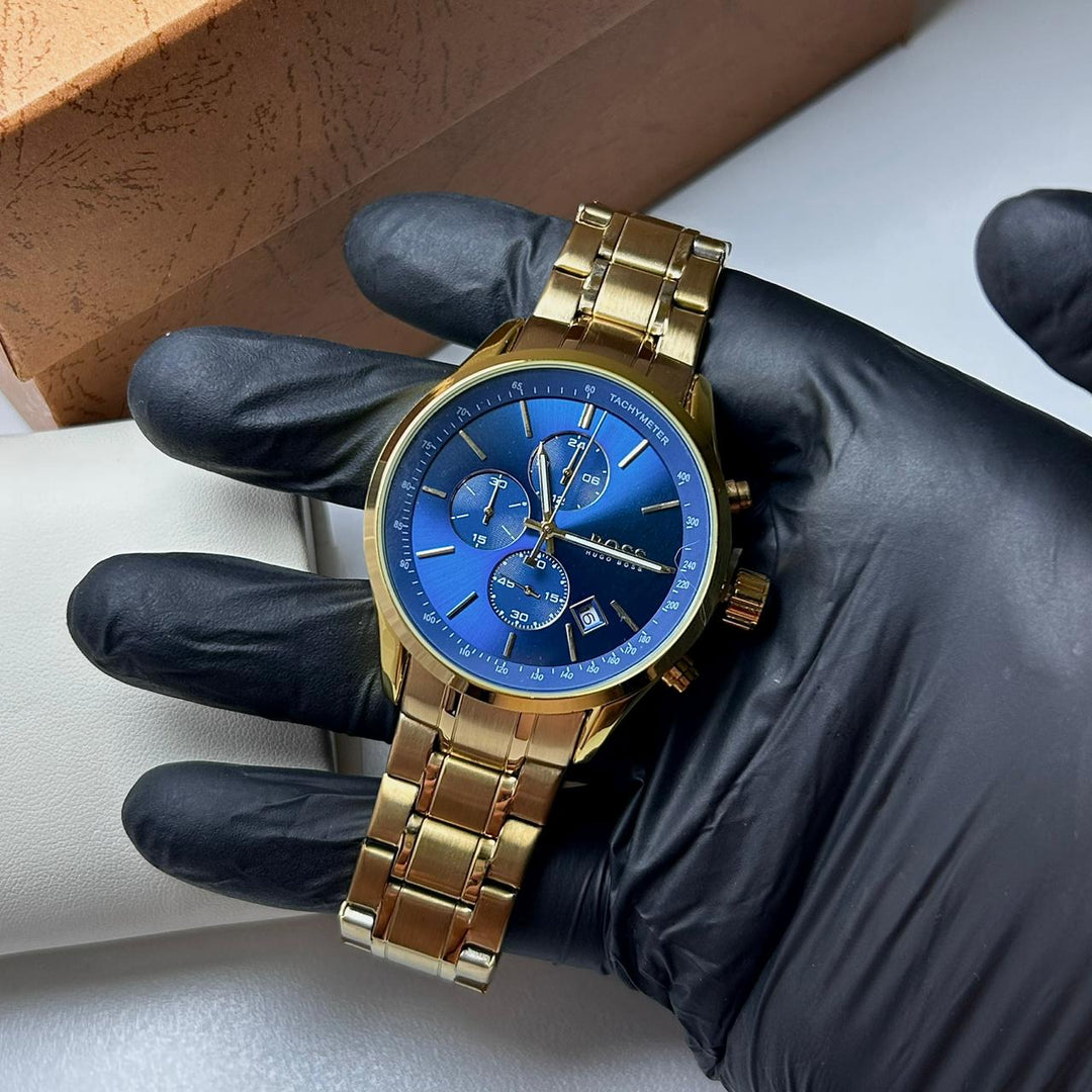 Hugo Boss Prestige Chronograph For Him - Royal Blue Gold - Giiz store