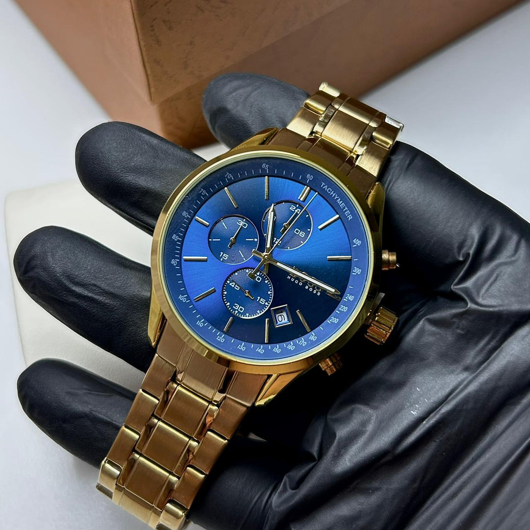 Hugo Boss Prestige Chronograph For Him - Royal Blue Gold - Giiz store