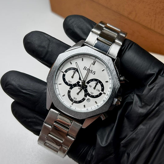 Hugo Boss Titan Edge Chronograph - Silver White - Giiz store