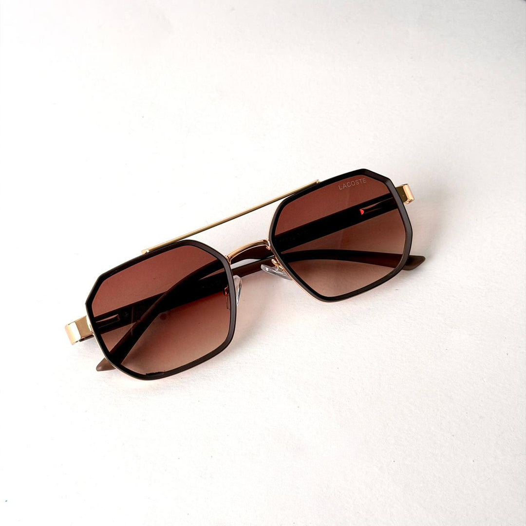 Lacoste Geometric Aviator – Gold &amp; Brown - Giiz store