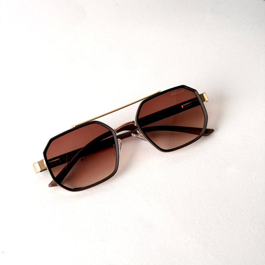 Lacoste Geometric Aviator – Gold &amp; Brown - Giiz store