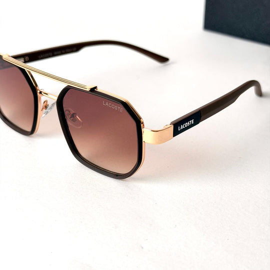 Lacoste Geometric Aviator – Gold &amp; Brown - Giiz store
