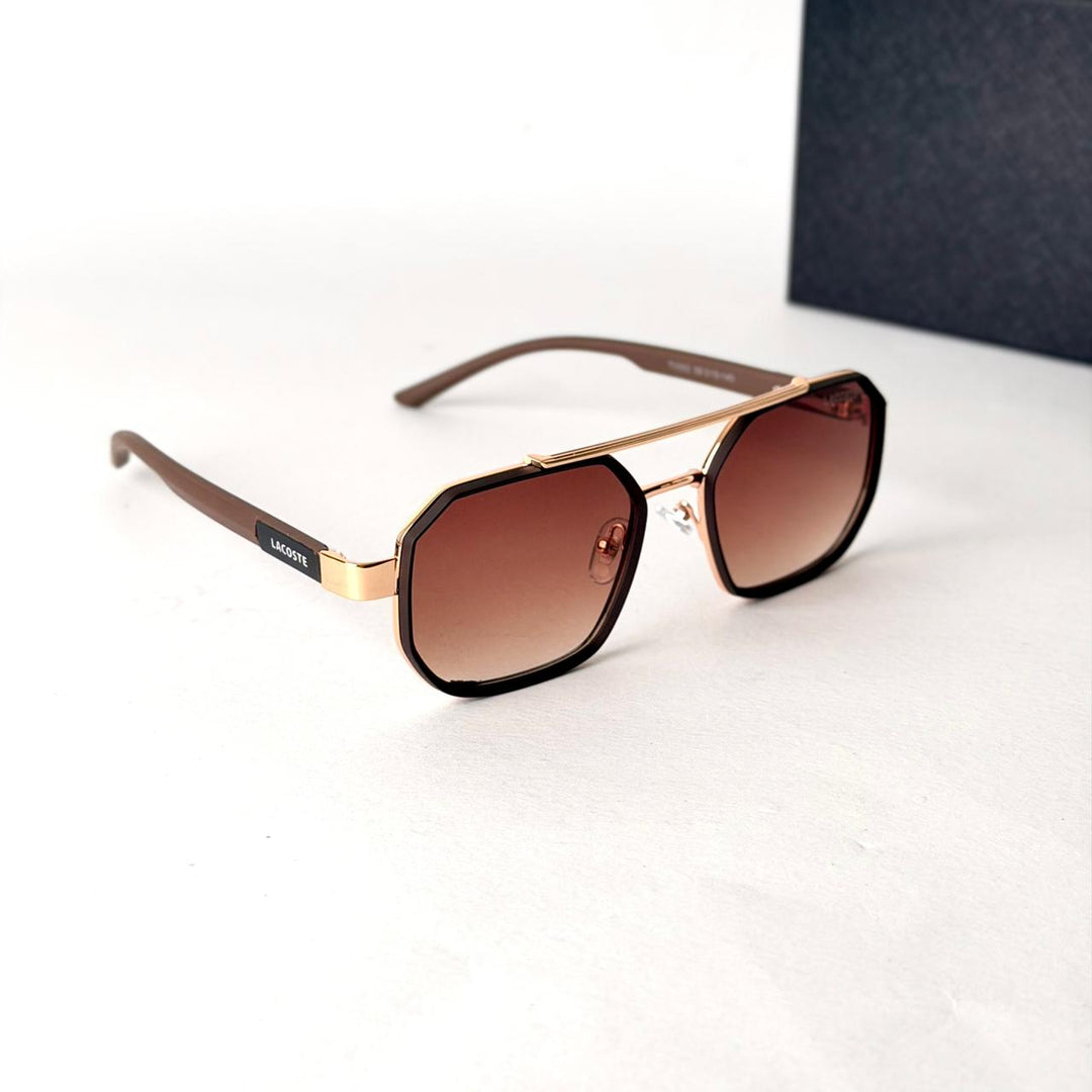 Lacoste Geometric Aviator – Gold & Brown - Giiz store