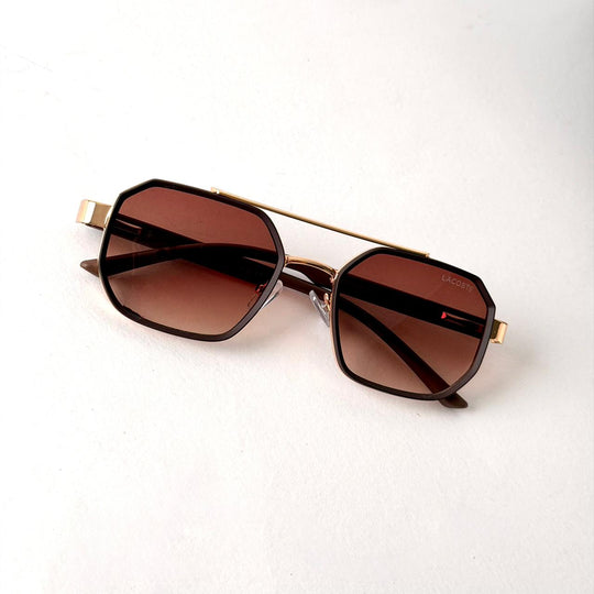 Lacoste Geometric Aviator – Gold &amp; Brown - Giiz store