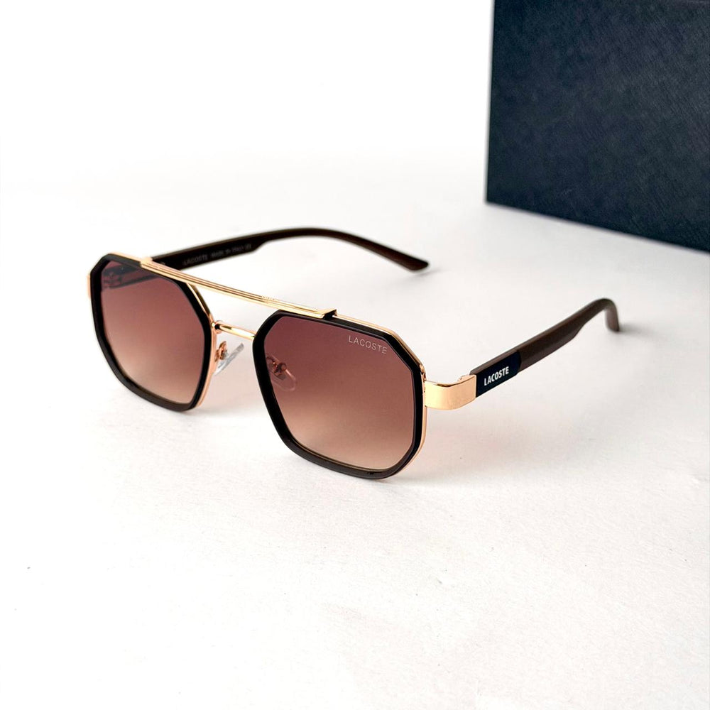 Lacoste Geometric Aviator – Gold & Brown - Giiz store