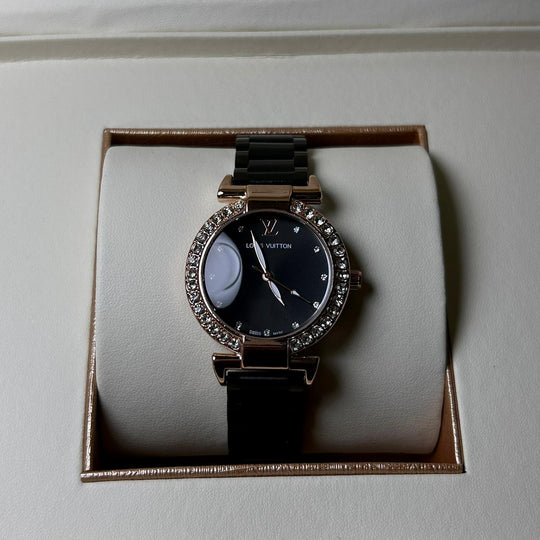 Louis Vuitton Blossom Glam – Midnight Black Crystal Dial - Giiz store