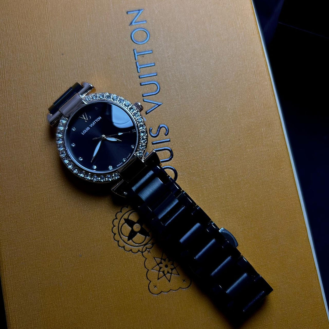 Louis Vuitton Blossom Glam – Midnight Black Crystal Dial - Giiz store
