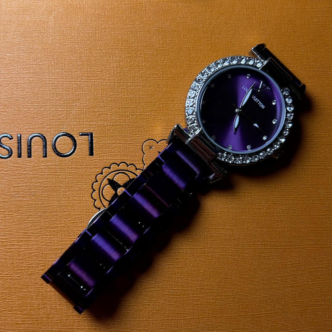 Louis Vuitton Blossom Glam – Purple Crystal Dial - Giiz store