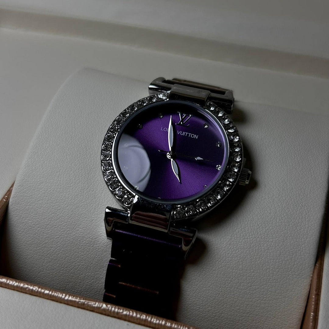 Louis Vuitton Blossom Glam – Purple Crystal Dial - Giiz store