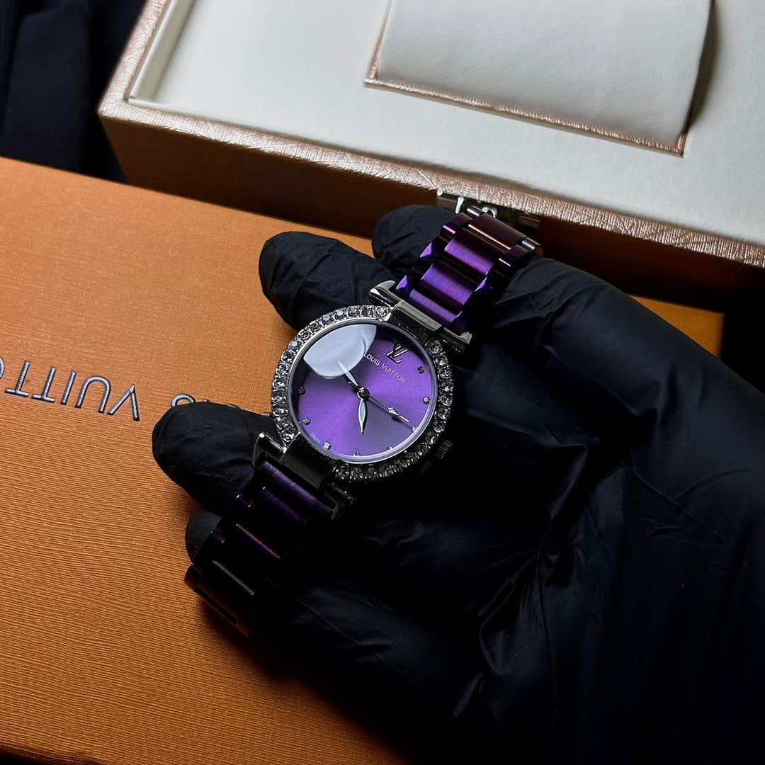 Louis Vuitton Blossom Glam – Purple Crystal Dial - Giiz store