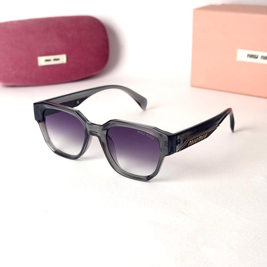 MIU MIU Crystal Square – Smoke Grey Silver Gradient - Giiz store